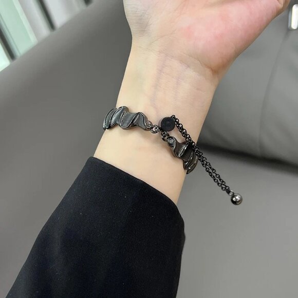 Apple Watch Band Adjustable Slim Stylish Strap Silver Stainless Chain - Black - Picture 7 of 7